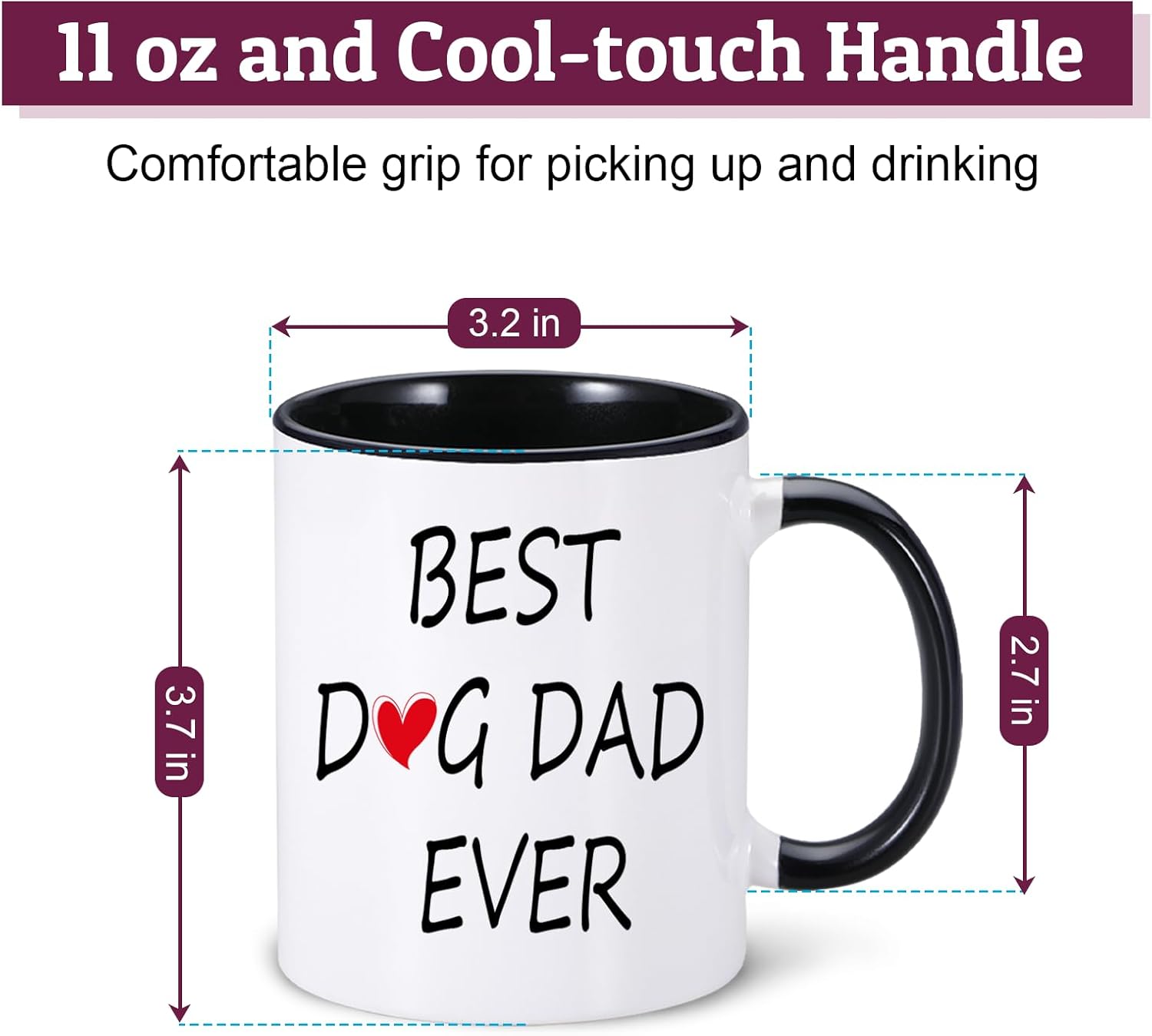 Taza personalizada para mascotas, tazas de café personalizadas para perros con foto de nombre, tazas de perro de 11 onzas para hombres, tazas