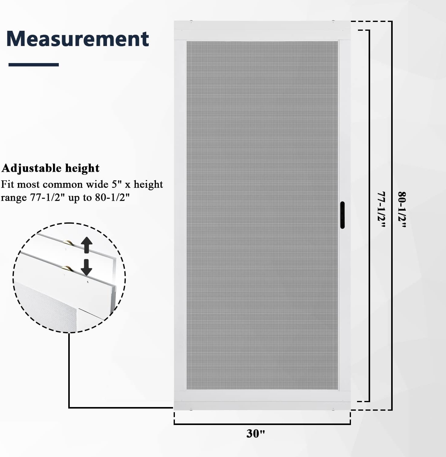 K.D. Kit de puerta corrediza de aluminio resistente para patio, marco de 2.5 pulgadas (blanco, 30 x 80 pulgadas), a prueba de mosquitos para patio,