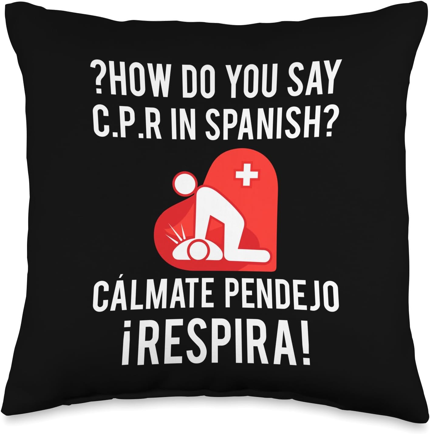 Certified CPR Instructor Gifts First Aid EMT EMS – Almohada para instructor de RCP español, 16 x 16 pulgadas, multicolor