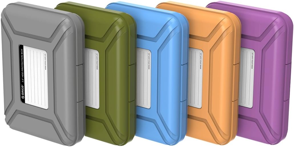 ORICO PHX5C – Funda para disco duro de 3.5 pulgadas HDDSSD 5 paquetes de disco duro portátil con caja de almacenamiento protectora antiestática y a
