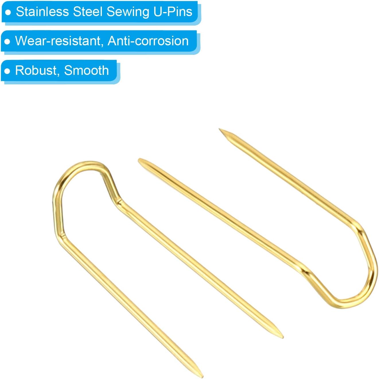 PATIKIL Pasadores de horquilla, 200 pines de acero inoxidable para coser en U de 0.7 pulgadas, pasadores de doble bloqueo para coser joyas, tela,