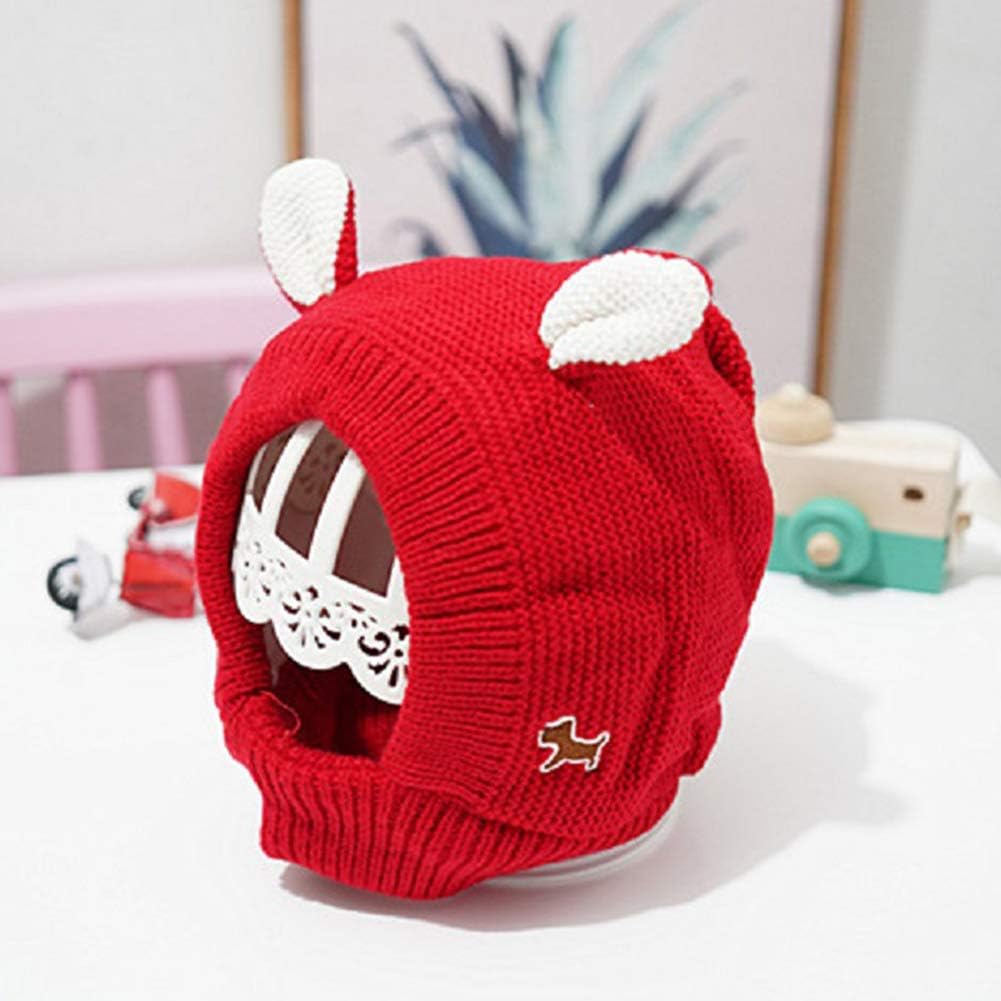 shlutesoy Gorro de punto de invierno cálido para cachorro, diseño de orejas de conejo para mascotas