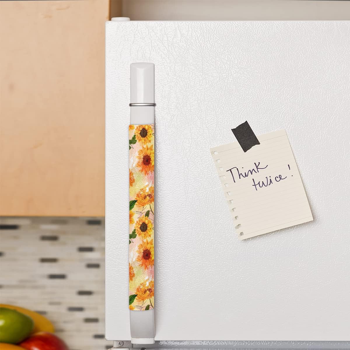 Pardick Juego de 2 fundas para manija de puerta de refrigerador, diseño floral, floral, lavable, para nevera, lavavajillas, Mocrowave, horno,