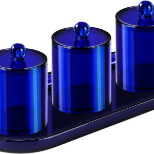 Qtip Juego de baño con bandeja (4 piezas) Paquete de 3 tarros de plástico acrílico para boticario con tapa y etiquetas, 1 bandeja de tocador de Qtip Juego de baño con bandeja (4 piezas) Paquete de 3 tarros de plástico acrílico para boticario con tapa y etiquetas, 1 bandeja de tocador de