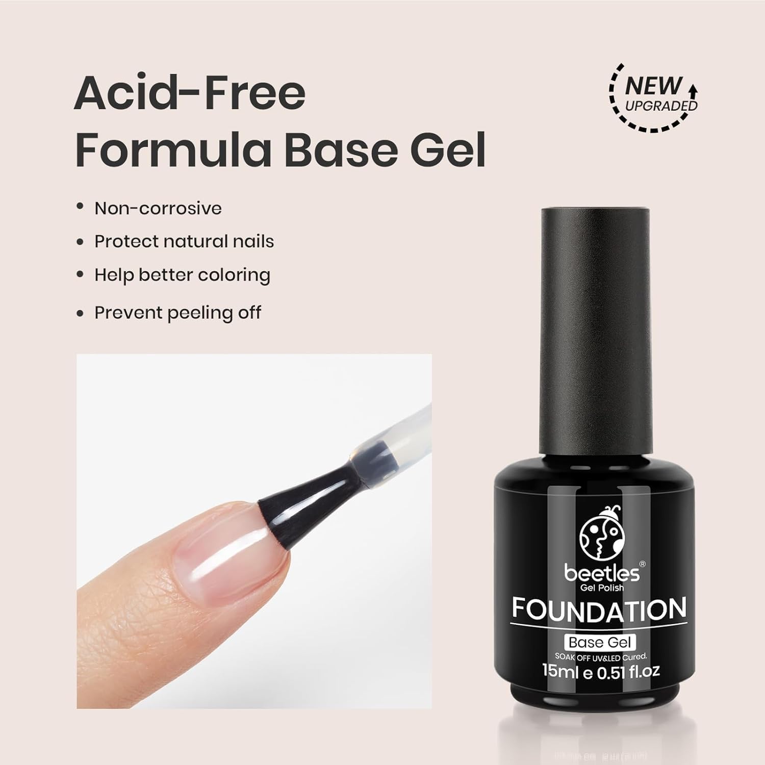 beetles Gel Polish Juego de 3 esmaltes de gel de 0.5 fl oz que no se limpian y capa base de gel blanco para remojar con lámpara de uñas UV, acabado