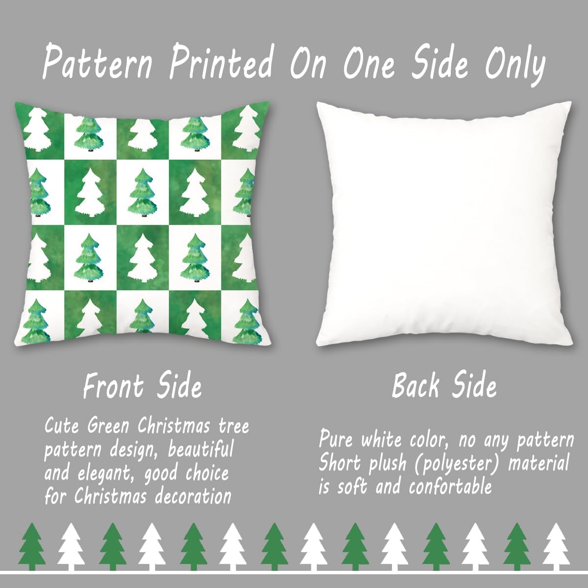JOJOGOGO Juego de 4 fundas de almohada de 18 x 18 pulgadas para decoración de Navidad de color verde esmeralda para árbol de Navidad, fundas de