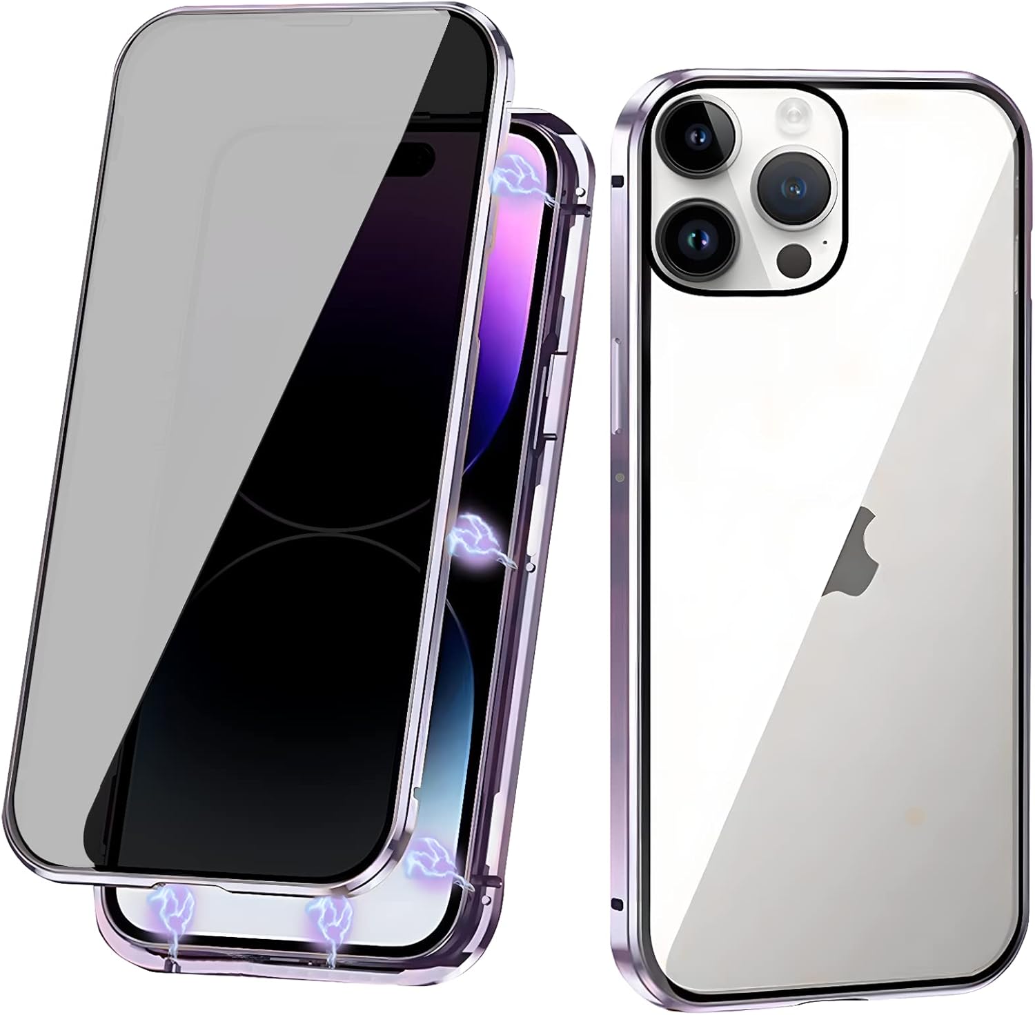 Funda de privacidad para iPhone 12 Pro Max, funda de absorción magnética fuerte antiespías, protector de pantalla de privacidad integrado protección