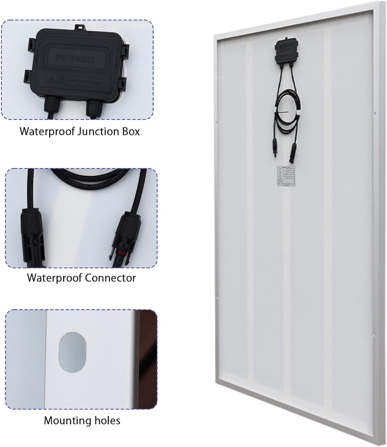 Panel solar de 300 W, 12 V24 V, 2 unidades de 150 W de alta eficiencia monocristalino de módulo fotovoltaico de alimentación para batería, barco,