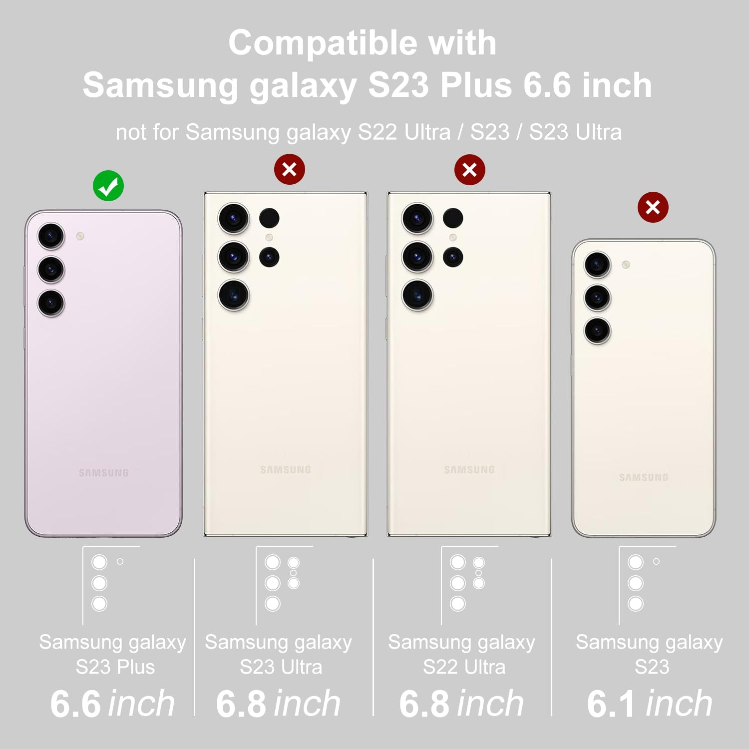 CHIYURI Protector de lente de cámara para Samsung Galaxy S23 Plus, cubierta de cámara de vidrio templado 9H, compatible con fundas, cubierta de