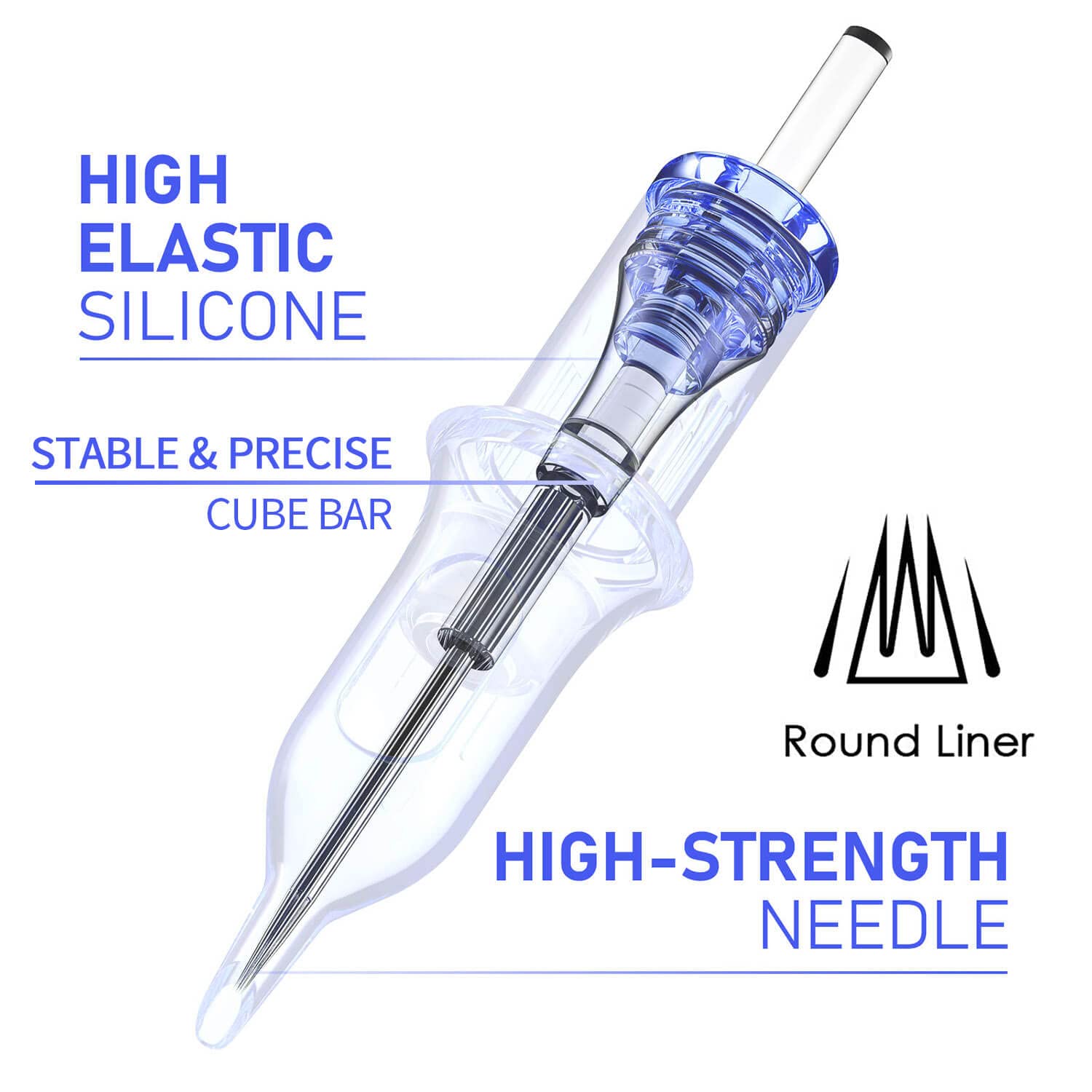 Paquete mixto de 20 agujas de tatuaje #1207RL09RL05RS09RS, 5 piezas de cada estándar #12 Round Liner y Round Shader Agujas de cartucho de tatuaje