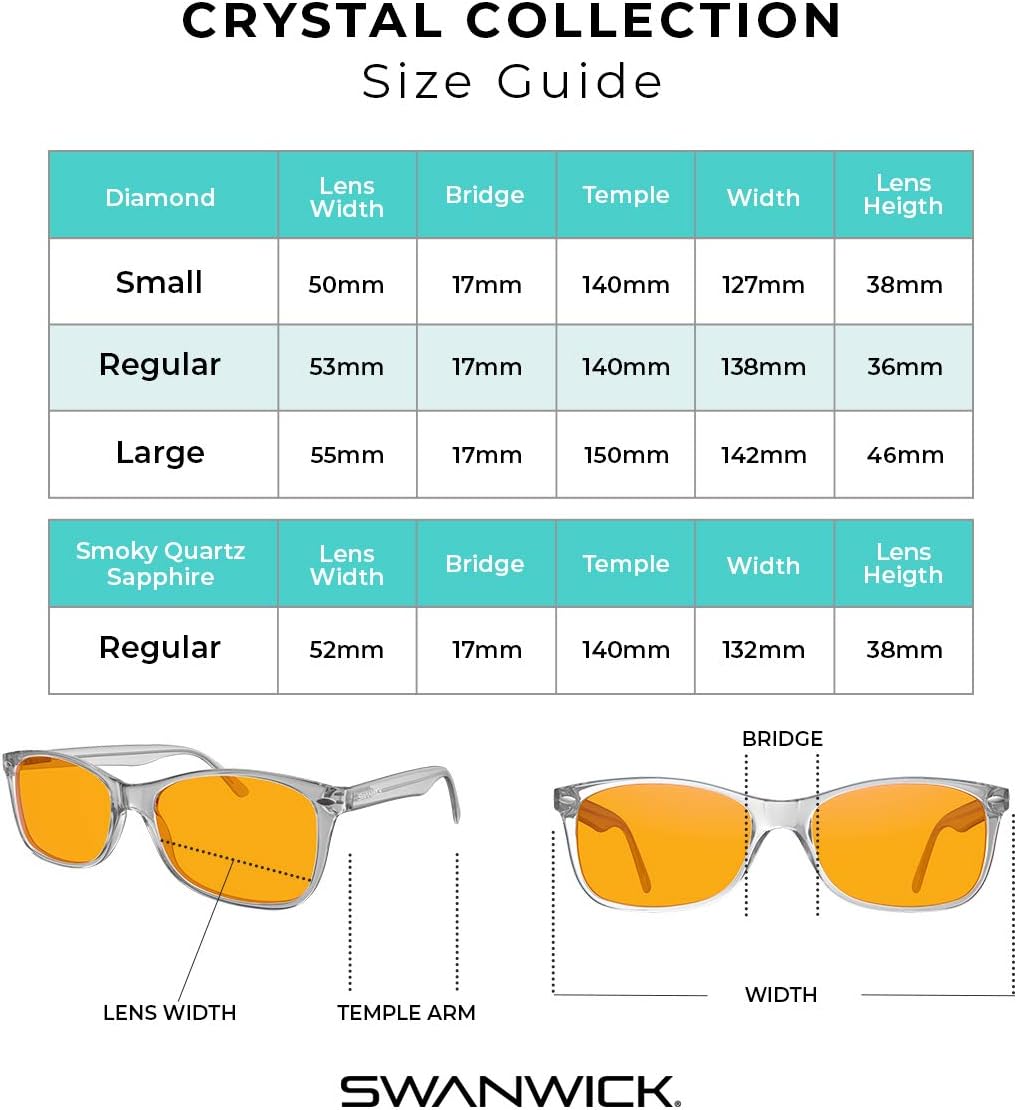 Swanwick Crystal Night Swannies – Lentes de bloqueo de luz azul 99% premium, antirreflejos, antifatiga y fatiga ocular para pantallas