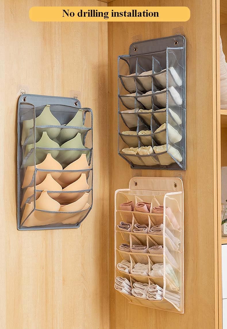 Organizador de almacenamiento de brasieresropa interior para armario, bolsillos de malla, organizador de armario para ropa interior, brasier,
