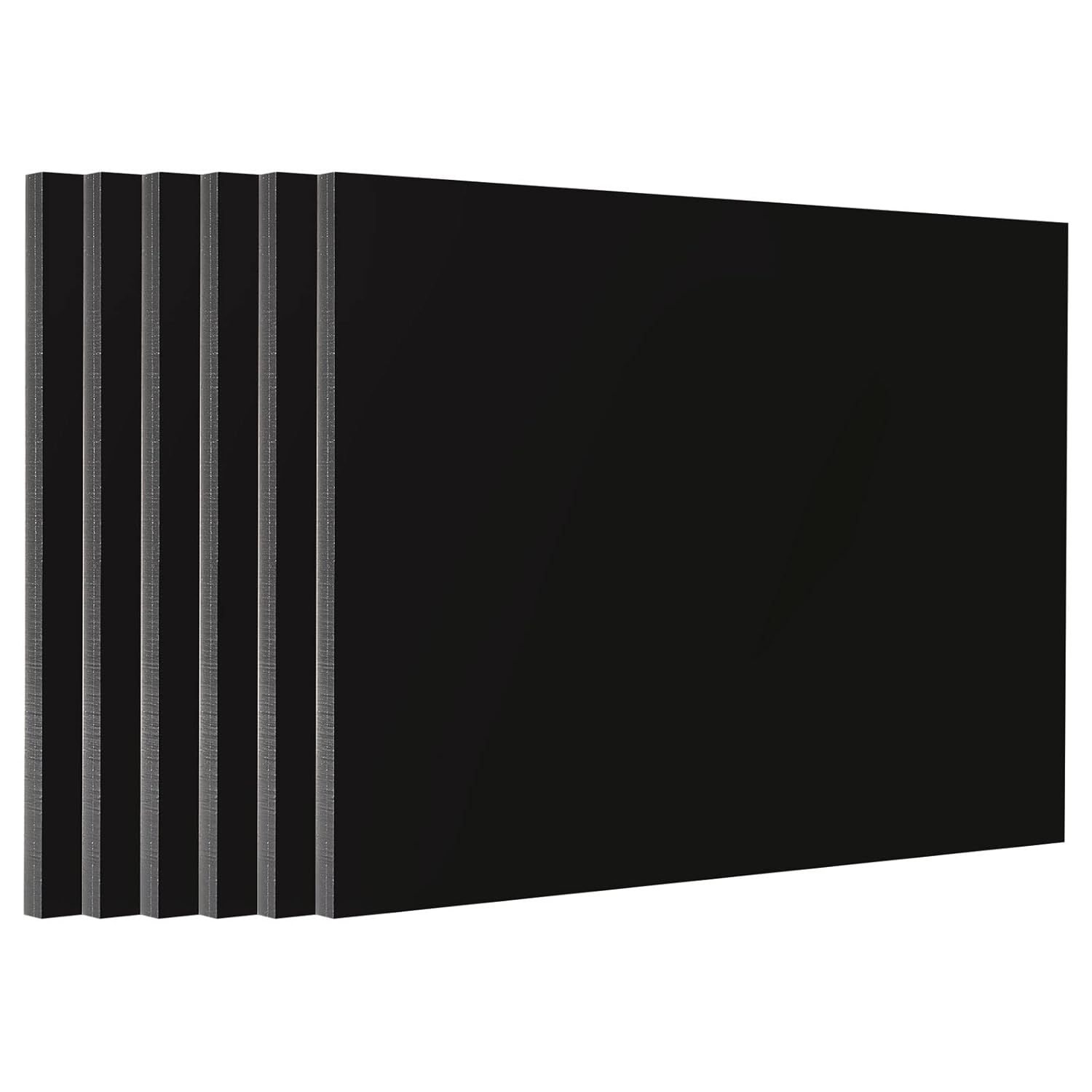 Acrux7 Paquete de 6 hojas acrílicas de plexiglás negras de 5 x 7 pulgadas, hoja acrílica fundida negra de 14 de pulgada de grosor con papel