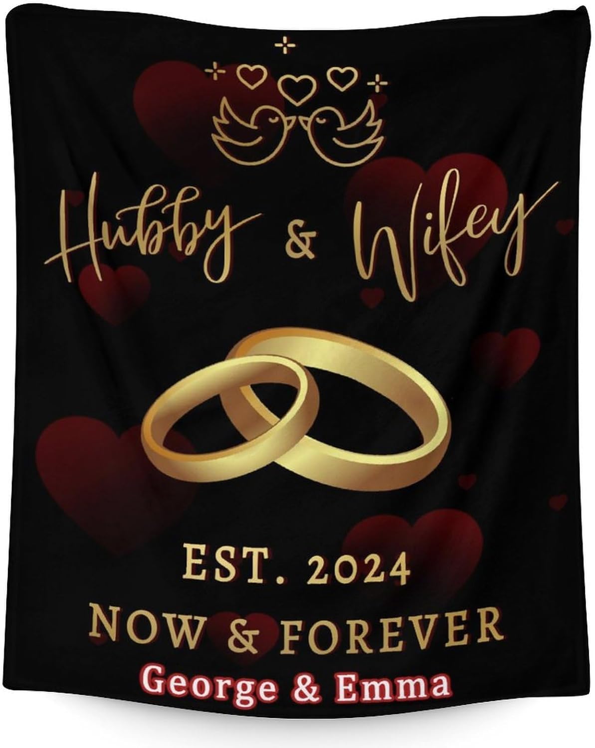 Manta de boda personalizada, suave, mullida y cálida, 30 x 40 pulgadas, mantas de oración matrimonial para novia, novio, mantas modernas negras,