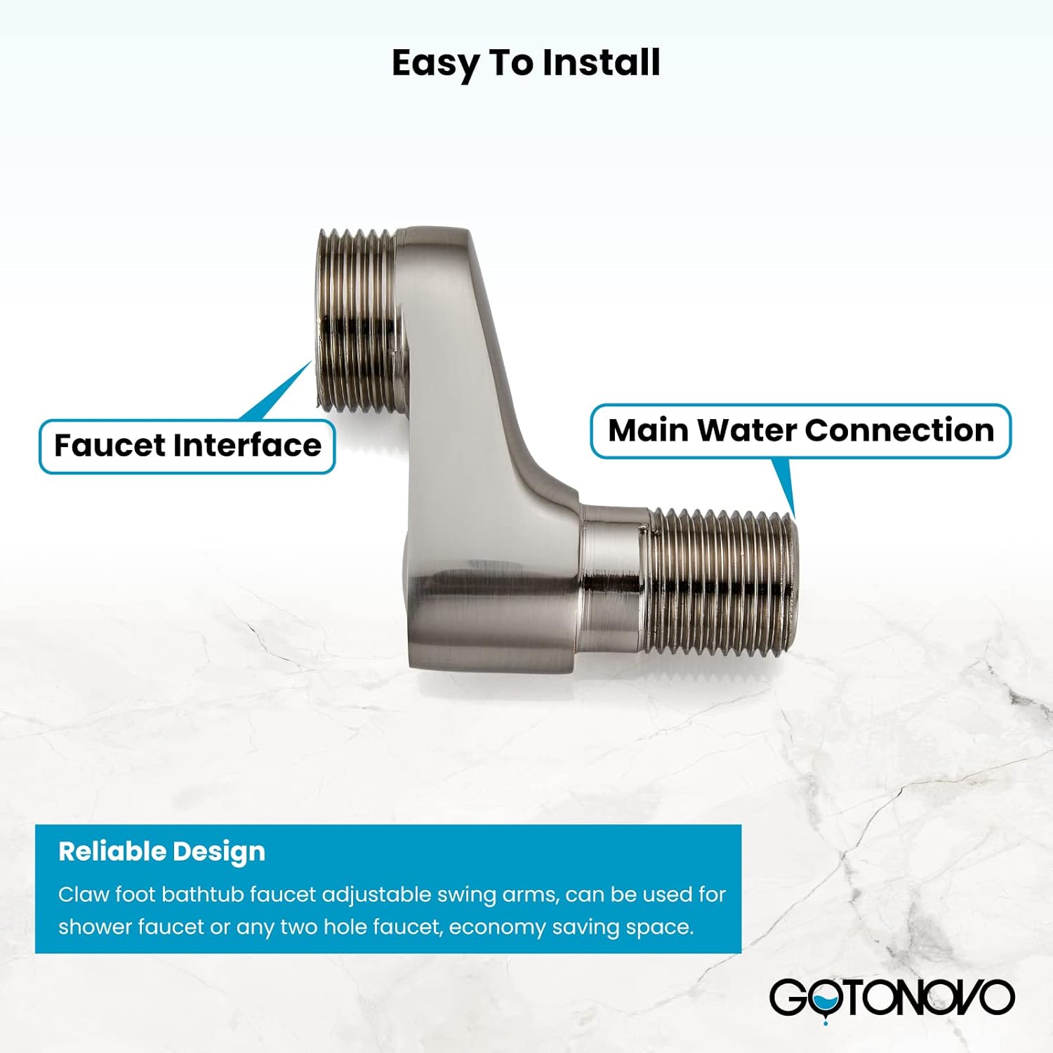 gotonovo Clawfoot – Grifo para bañera de 3-38 pulgadas, con patas de garra, brazo oscilante, ajustable, níquel cepillado, utilidad comercial,