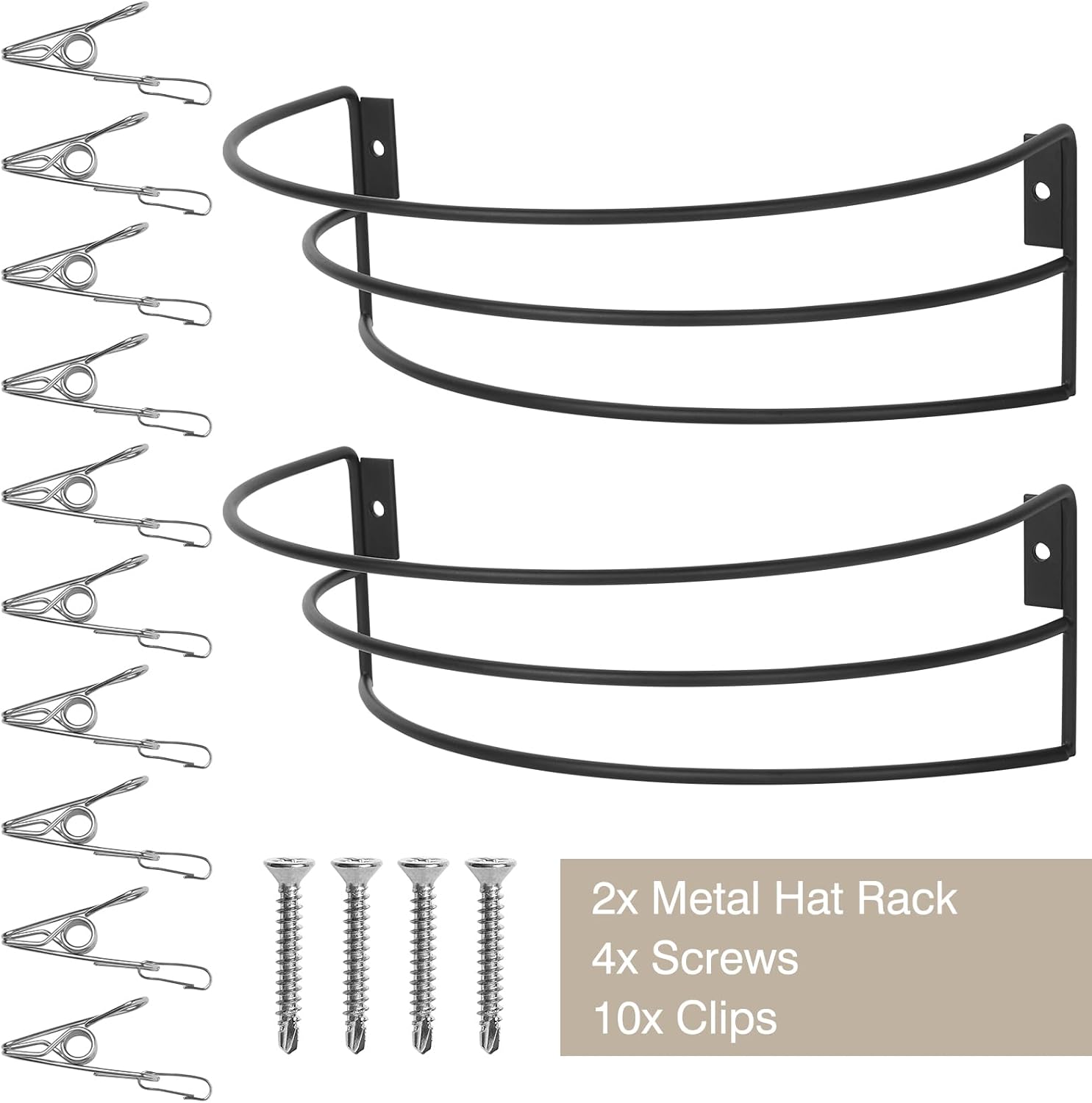 Anrialfu Percheros para gorras de béisbol de pared, 2 paquetes de organizadores de sombreros de metal para gorras de béisbol para almacenamiento de