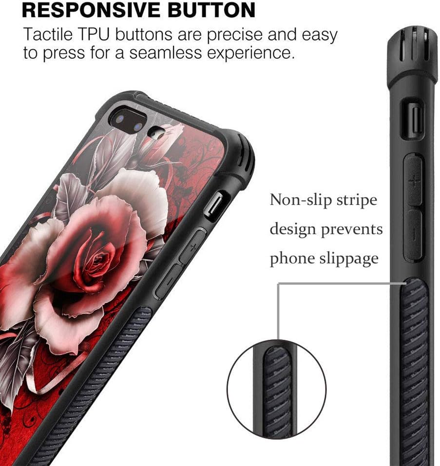 TnXee Funda compatible con iPhone 8, funda de rosa fantasía para iPhone SE 2020, funda para niñas y mujeres, diseño de patrón para iPhone 78SE2,