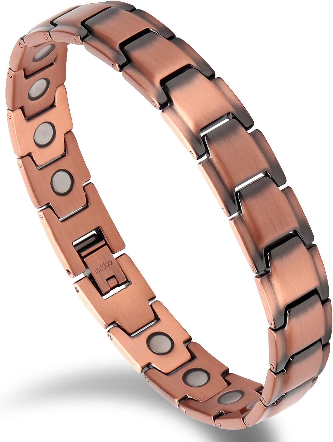 Pulsera de cobre para hombre, alivio de artritis y túnel carpiano, migraña, dolor de codo, cobre puro ajustable (cobre)