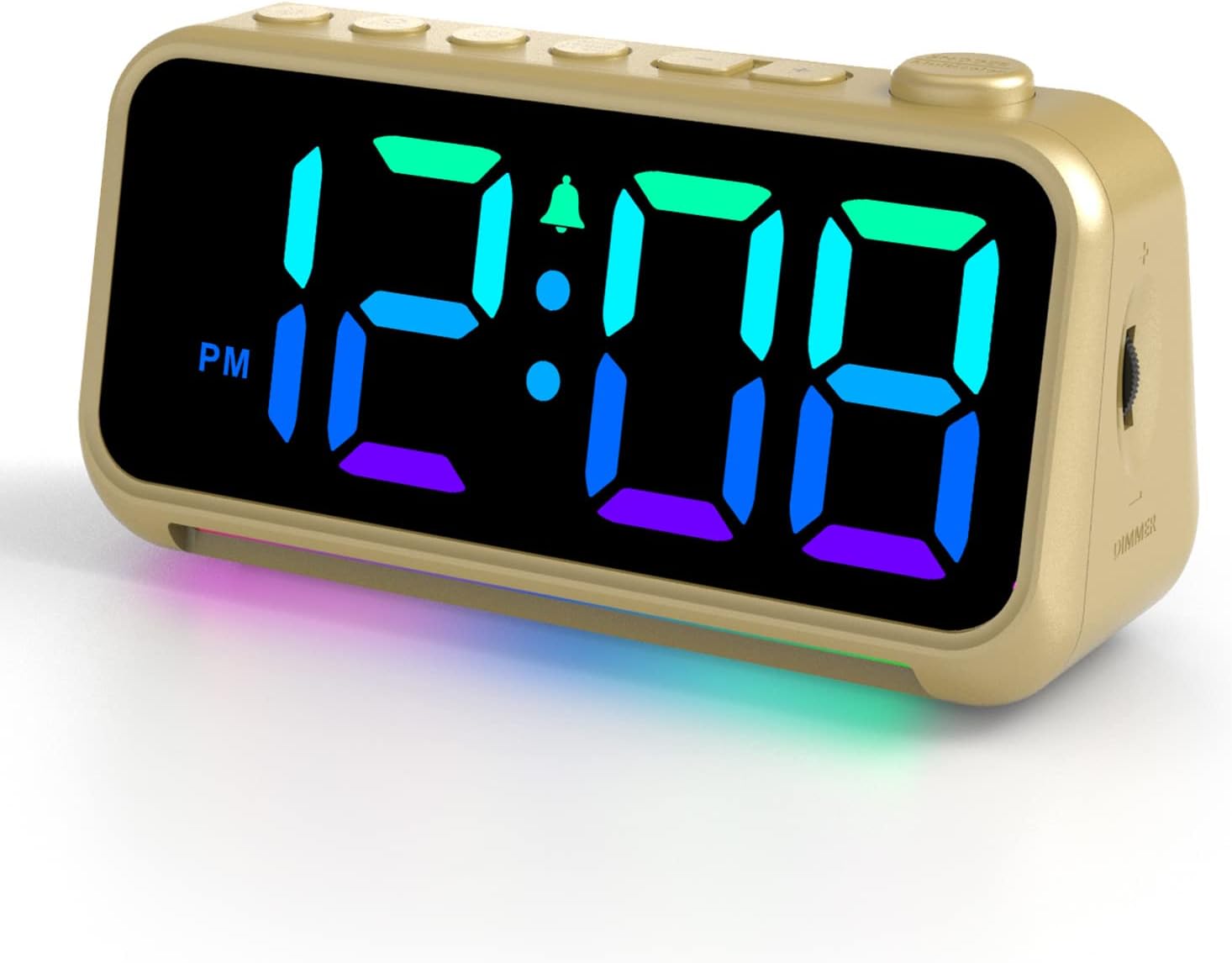 Reloj despertador con pantalla digital LED, puerto de carga USB de luz RGB extra fuerte, relojes de escritorio pequeños para personas que duermen
