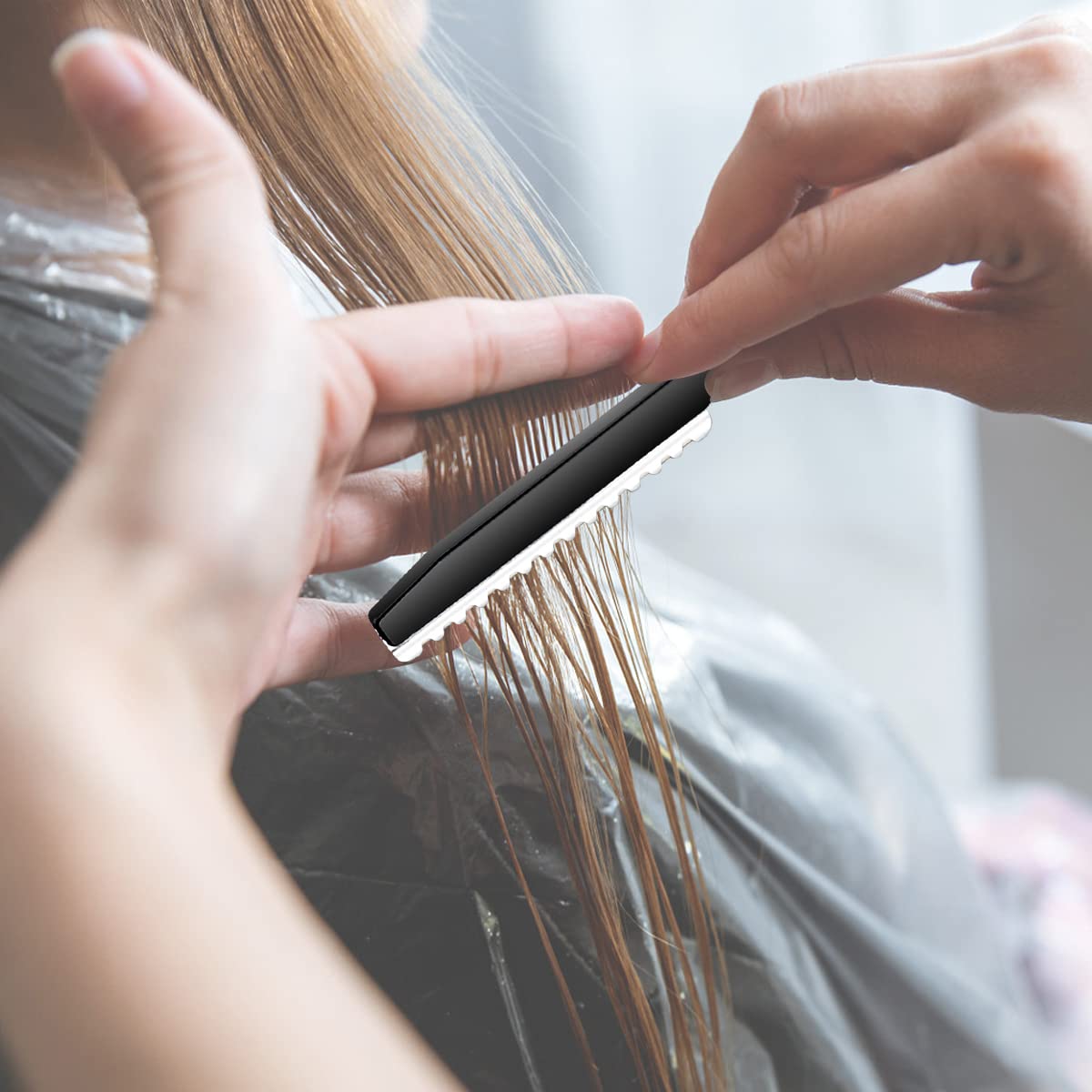 Cuchillo para adelgazar el cabello, afeitadora de peluquería y peluquería con 10 cuchillas de acero inoxidable de repuesto para uso en el hogar y