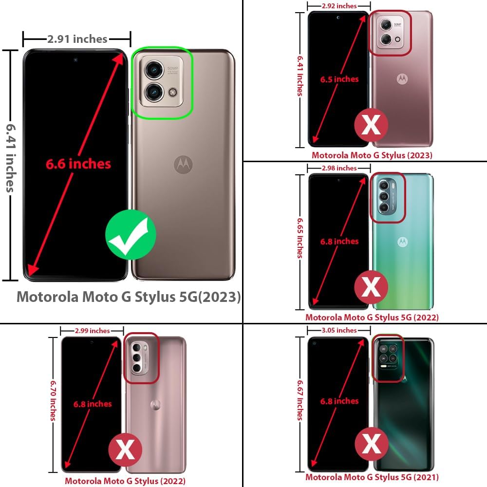 TJS Funda compatible con Motorola Moto G Stylus 5G 2023, con protector de pantalla integrado, cubierta protectora de cuerpo completo con purpurina y