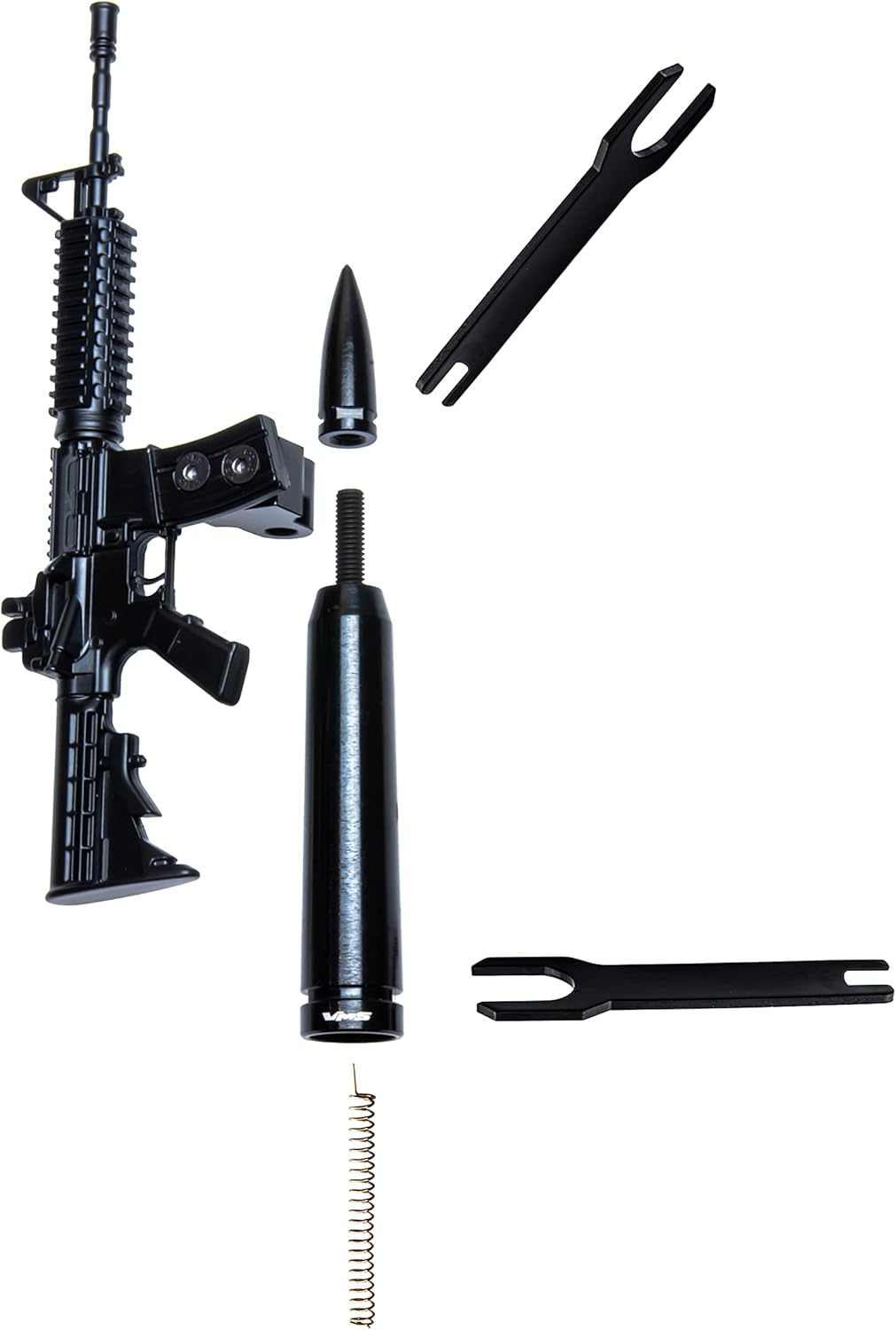 VMS Racing AR-15 M4 M16 Plata 50 Cal Calibre Bullet Antena antirrobo y Recepción Booster Heavy Gauge CNC Billet Aluminio Corto Compatible con Ford