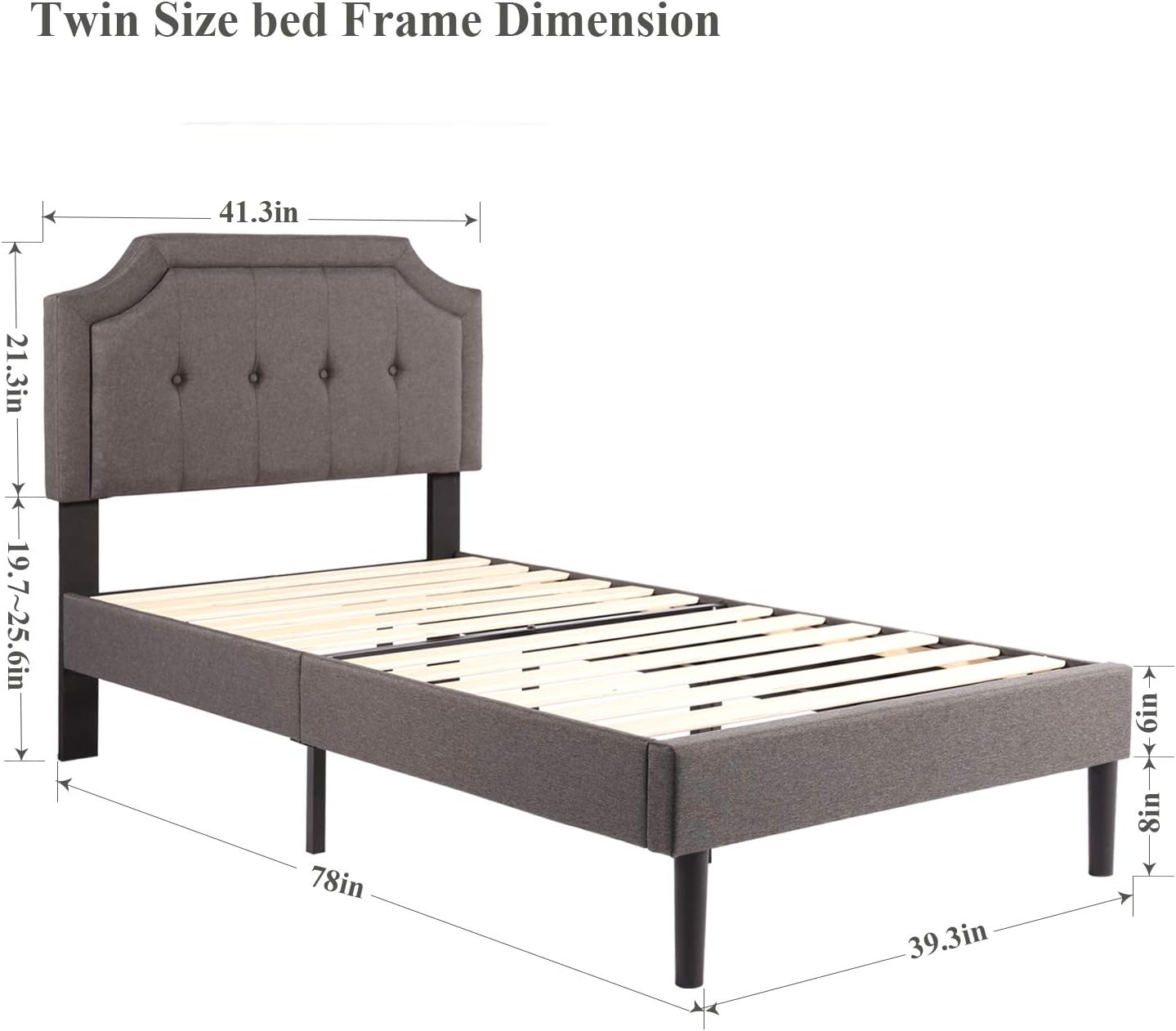 VECELO – Cabecero de cama tapizada con panel cosido de diamante, marco de metal