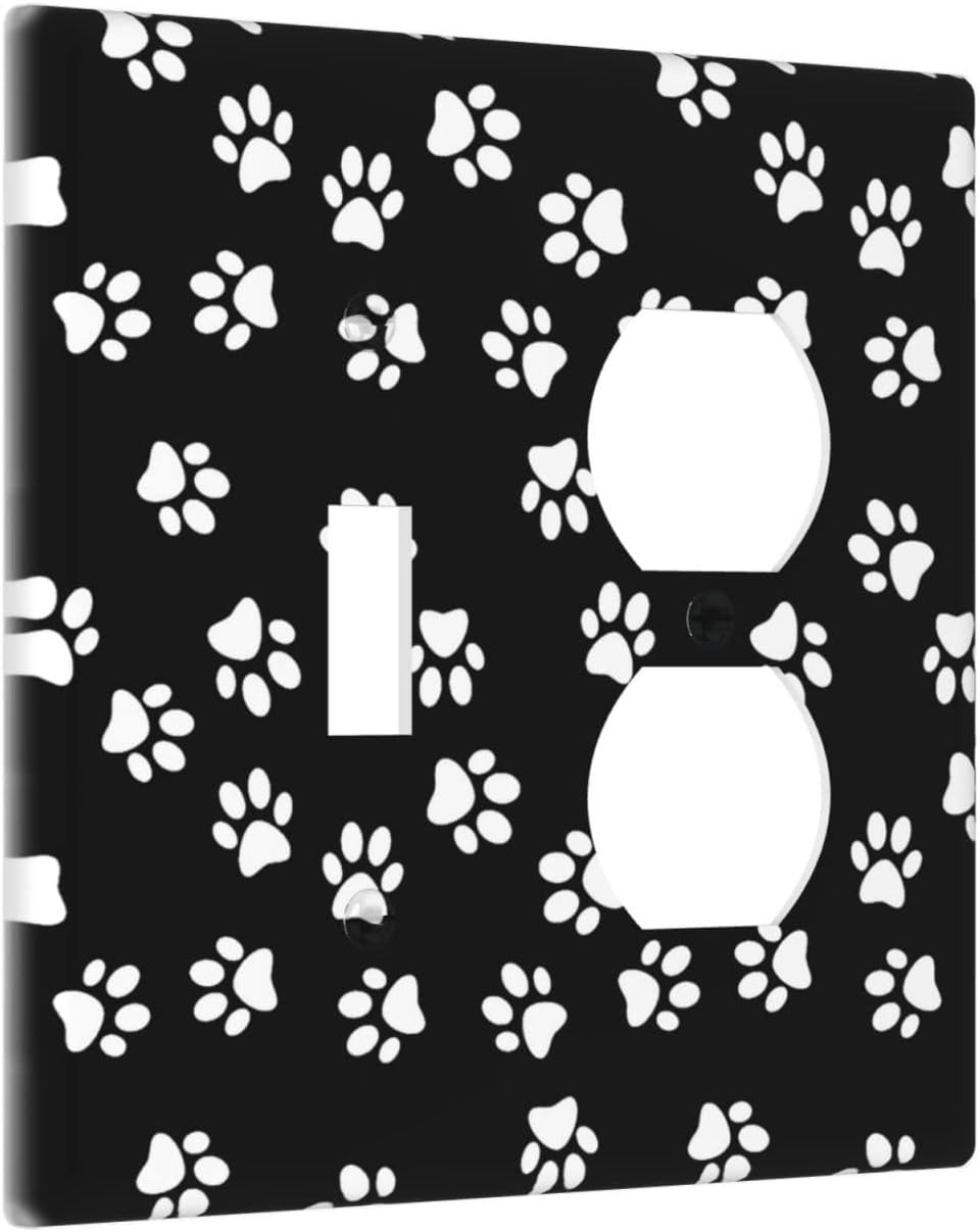 Placa decorativa de plástico decorativo con estampado de patas de animales de perro, 2 bandas, placas de pared para decoración de dormitorio, baño,