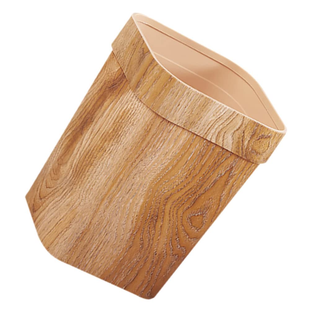 Zerodeko Cesta de basura de madera con tapa, contenedor de basura cuadrado rústico para baño, dormitorio, papelera, papelera, 12 litros, grano de