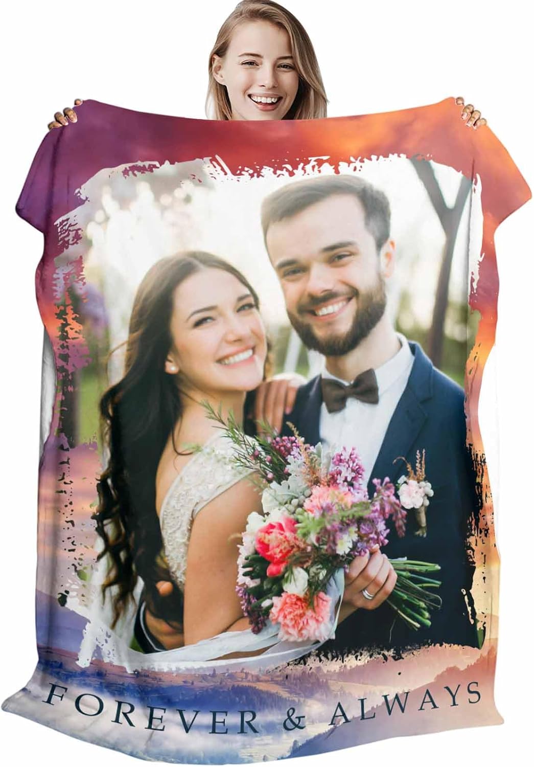 D-Story Manta personalizada con foto regalos personalizados para parejas fabricada en Estados Unidos, manta de fotos personalizada, cumpleaños,