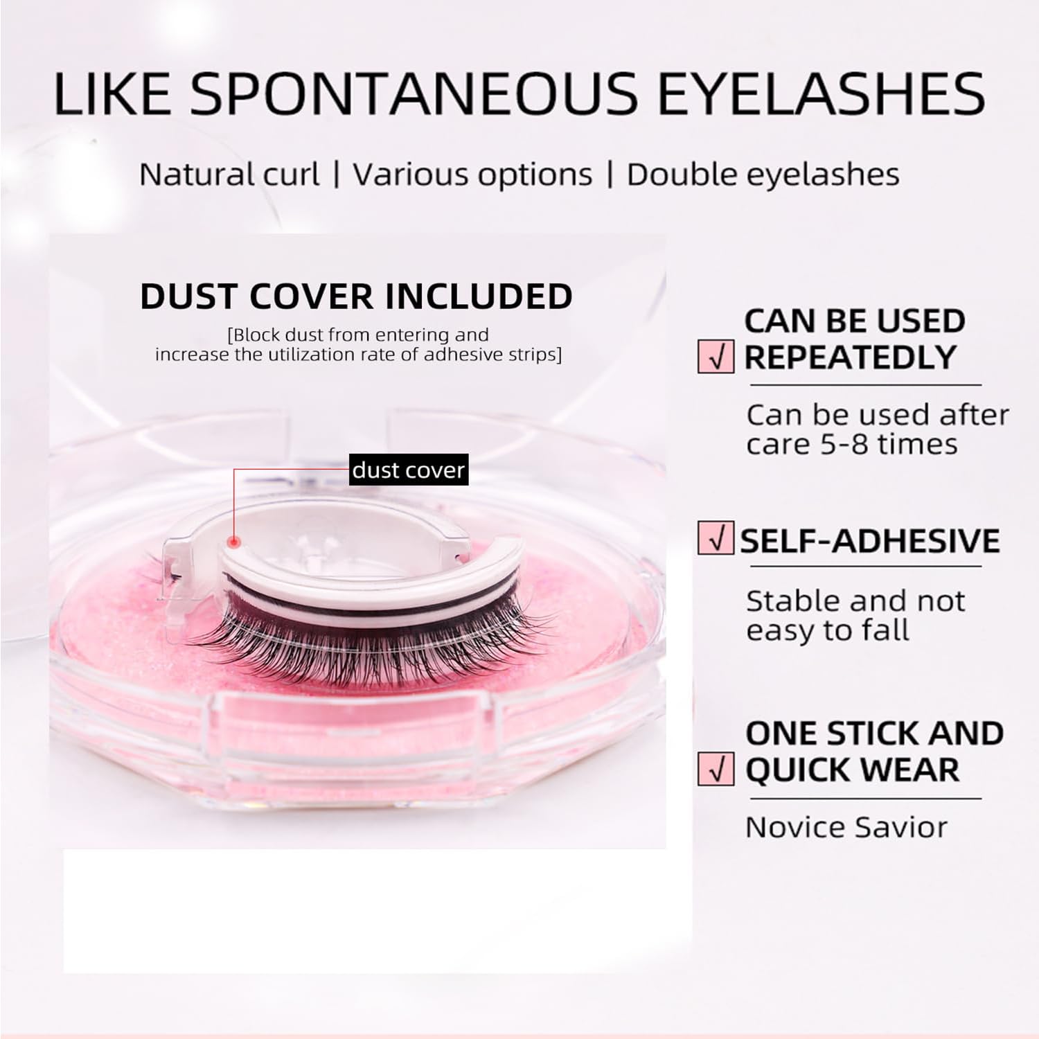 Banrlopu Pestañas autoadhesivas reutilizables, pestañas de ojos Banrlopu, pestañas autoadhesivas Glazyboo, sin pegamento, pestañas autoadhesivas,