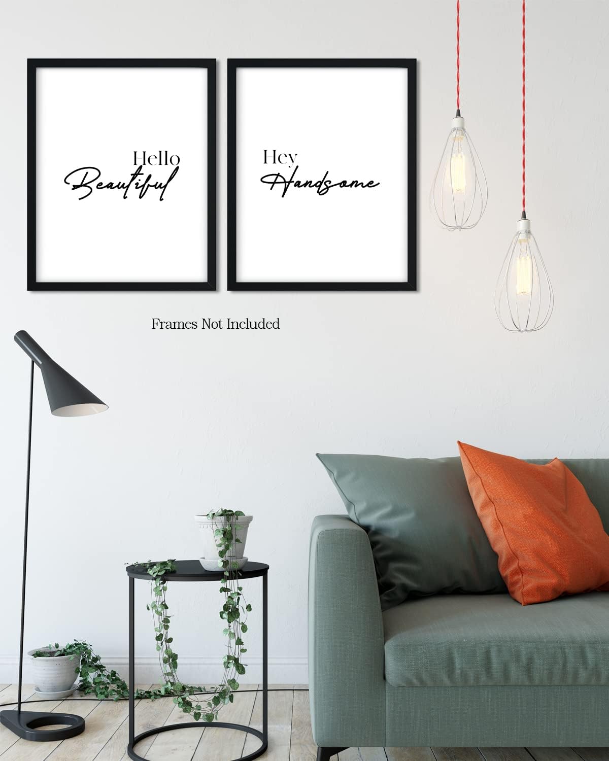 Hello Beautiful, Hey Handsome – Impresiones artísticas para pared (juego de 2)  Decoración de dormitorio principal para parejas  Impresiones de