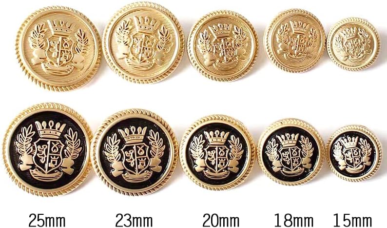 ZoTuoART Royal Coat of arms – Botón de metal  Corona de oreja de trigo Insignia Escudo Botones redondos para JK British College Style Suit Coat