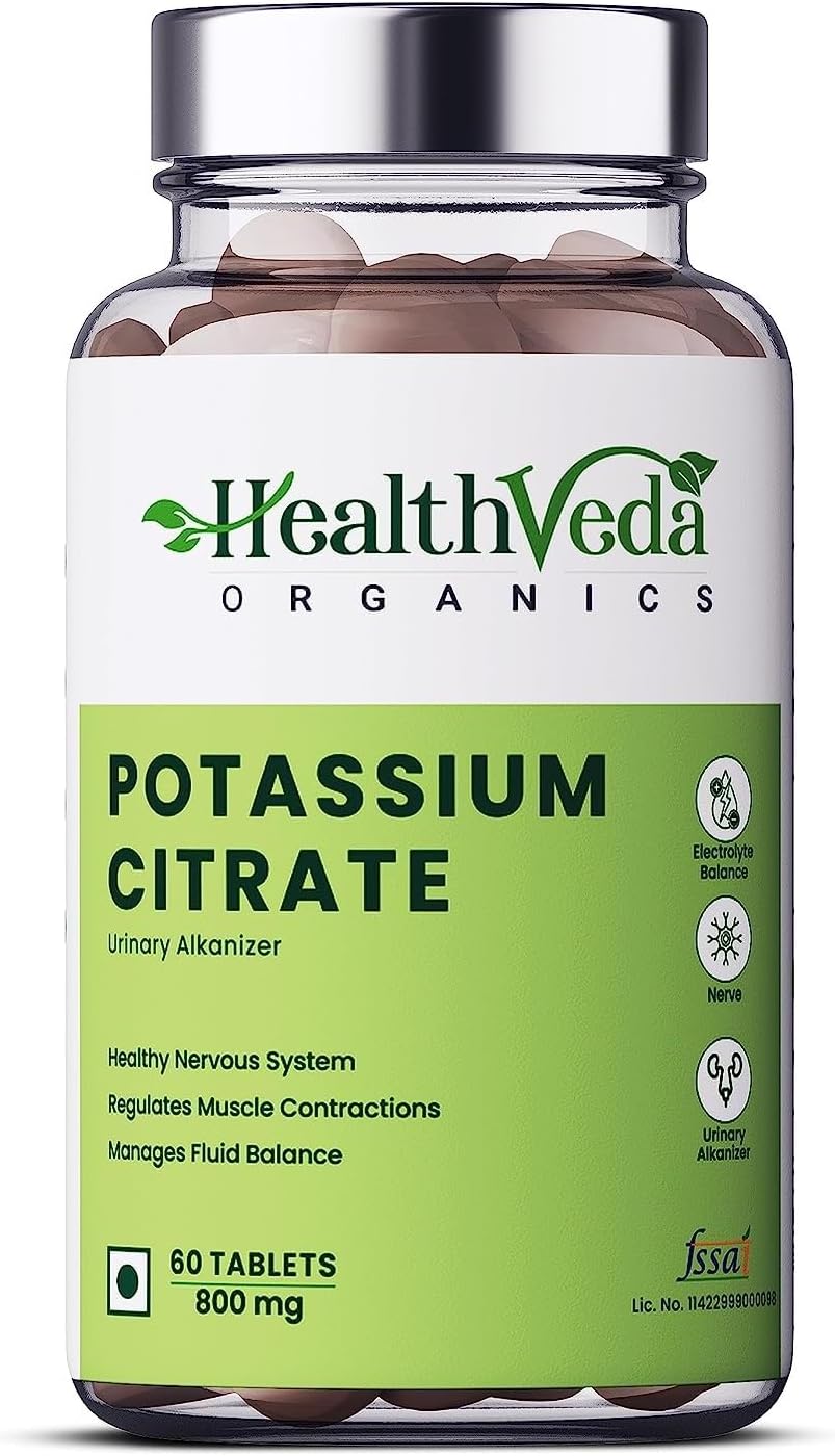 Citrato de potasio 800 mg (60 tabletas vegetales) 100% herbario sin efectos secundarios conocidos – por Exportmart