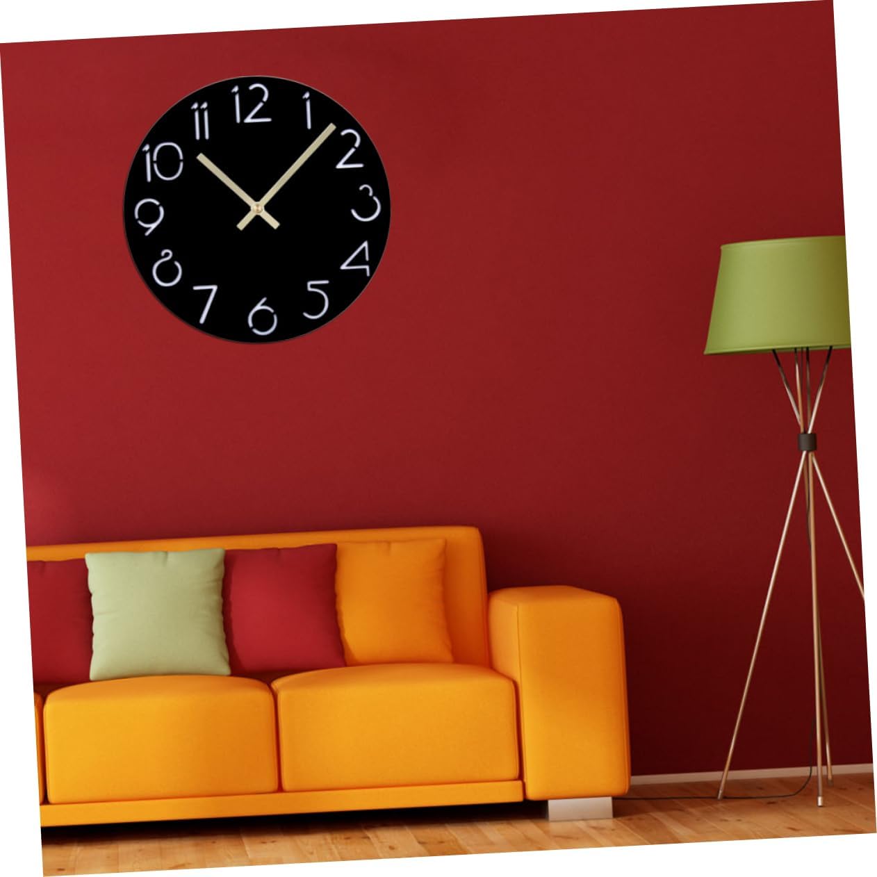 HOMSFOU Reloj redondo para decoración de habitación para adolescentes y niñas, reloj de pared, reloj silencioso con números arábigos, decoración