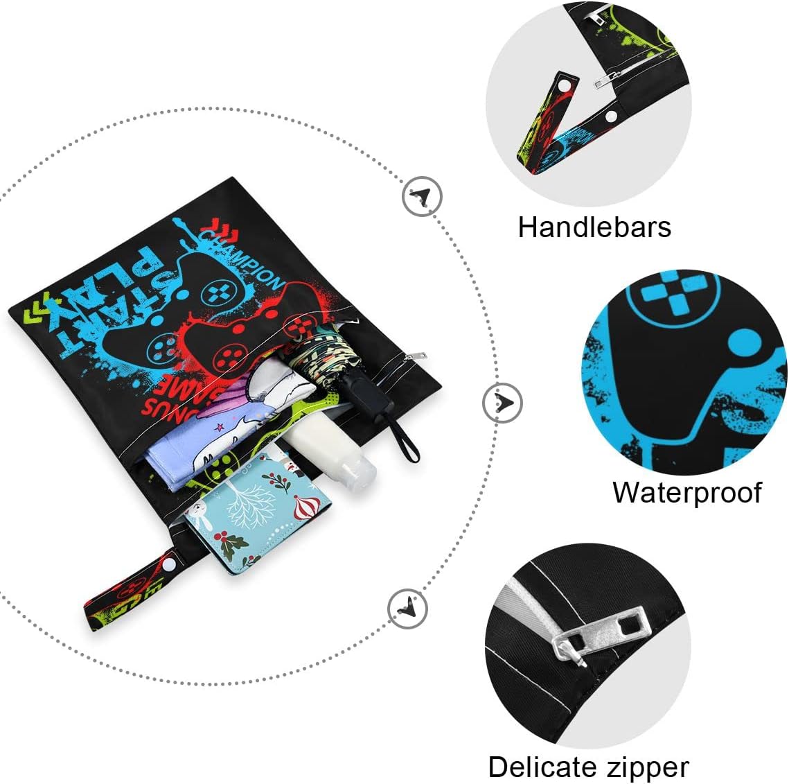 Joystick – Bolsa para niños y niñas, paquete de 2 bolsas para pañales de tela, impermeable, reutilizable, para artículos de bebé sucios o ropa húmeda