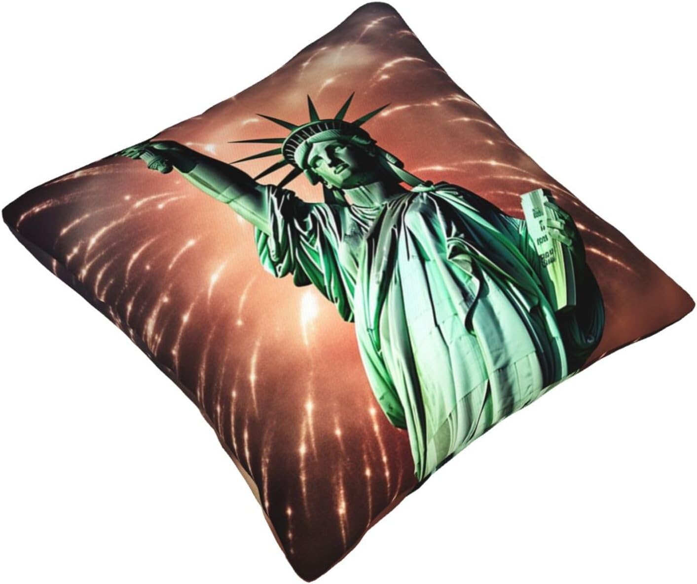 Fundas de almohada con estampado de fuegos artificiales con bandera de la libertad de 16 x 16 pulgadas, funda de cojín cuadrada suave y duradera
