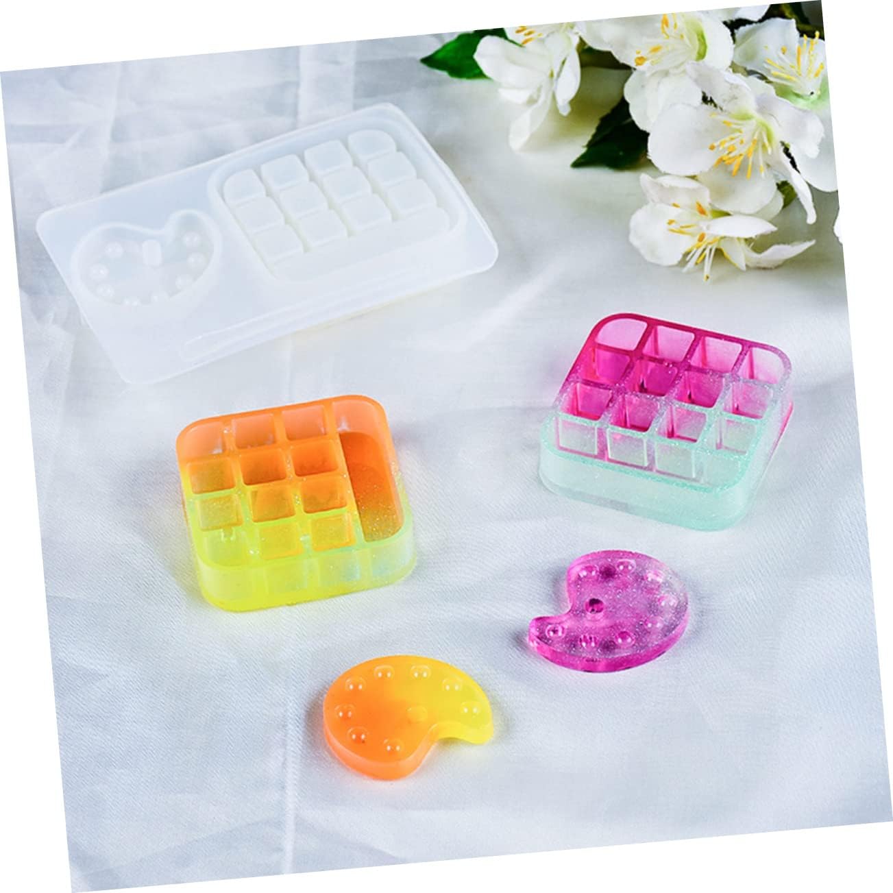 COHEALI 2 unids caja paleta plantilla bandeja de cristal molde de arcilla moldes de resina silicona lápiz labial resina epoxi bandeja de resina de