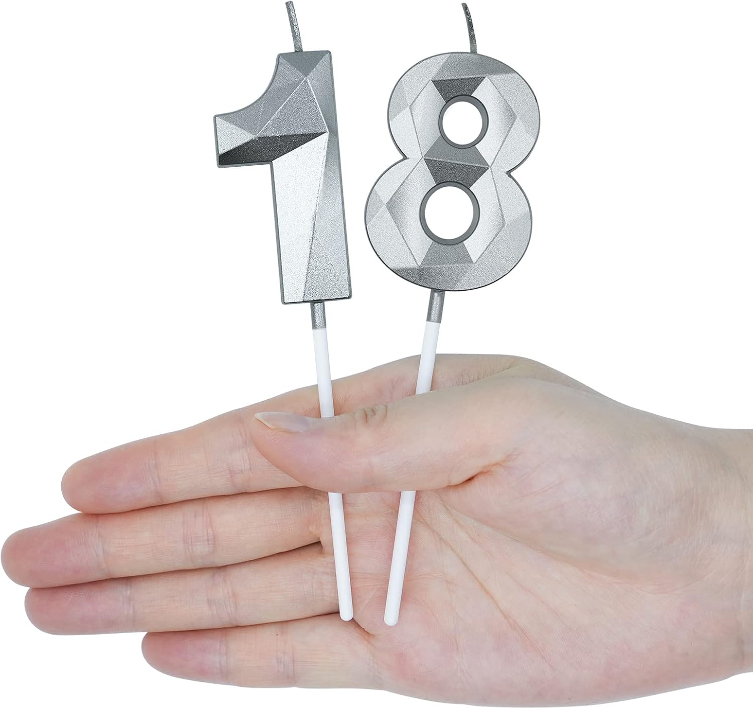 Velas de 30 cumpleaños para tartas, velas plateadas con forma de diamante 30 con forma de diamante, decoraciones de cumpleaños, suministros de