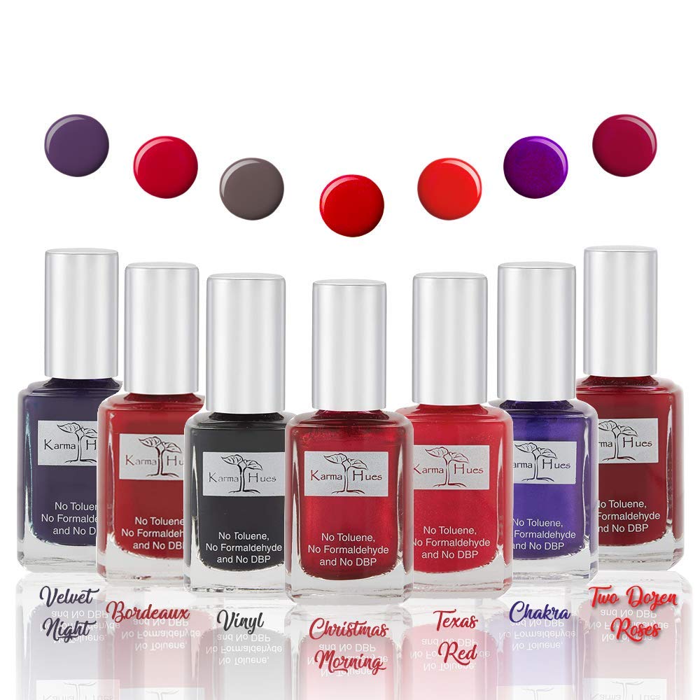 Karma Organic Hermoso juego de esmaltes de uñas naturales, arte de uñas no tóxico, vegano y libre de crueldad animal (paquete de 7)