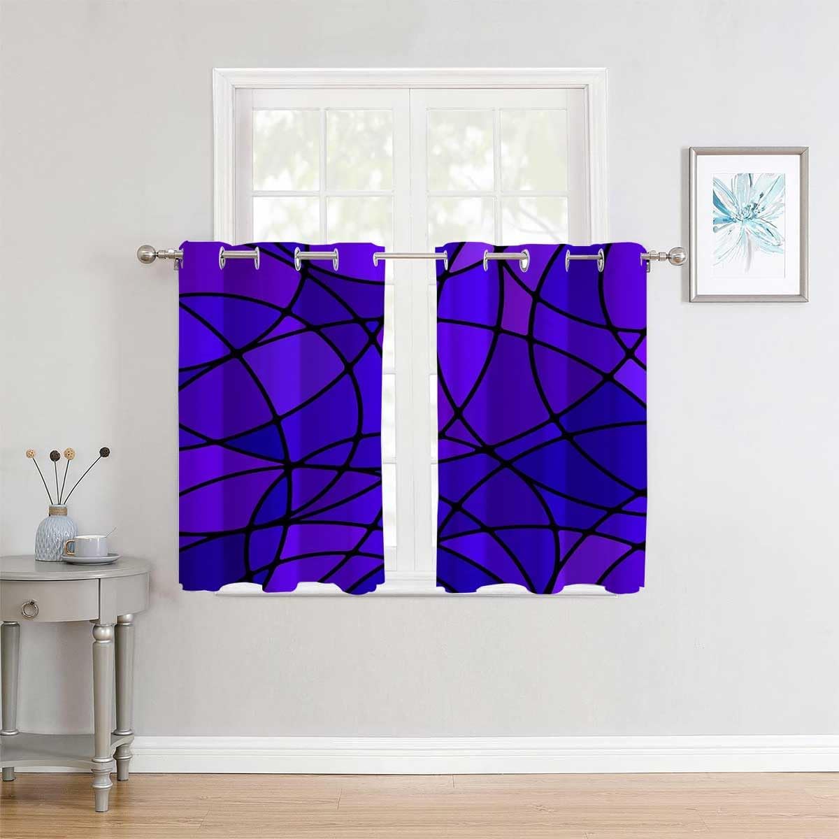 YANFENQI Cortina para Dividir Habitacion Purple Mosaic Decor Art Thermal Door Cover Tapestry Curtains 55Inch Width by 45Inch Length,2 Panels