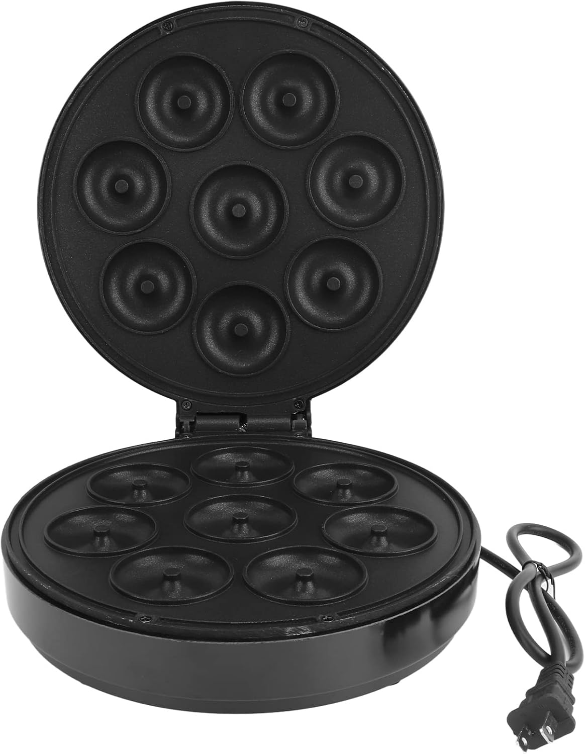 Mini máquina para hacer donas para desayuno amigable con niños con superficie antiadherente para desayuno, aperitivos, postres hace 8 donas enchufe