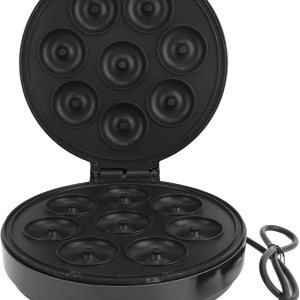 Mini máquina para hacer donas para desayuno amigable con niños con superficie antiadherente para desayuno, aperitivos, postres hace 8 donas enchufe Mini máquina para hacer donas para desayuno amigable con niños con superficie antiadherente para desayuno, aperitivos, postres hace 8 donas enchufe