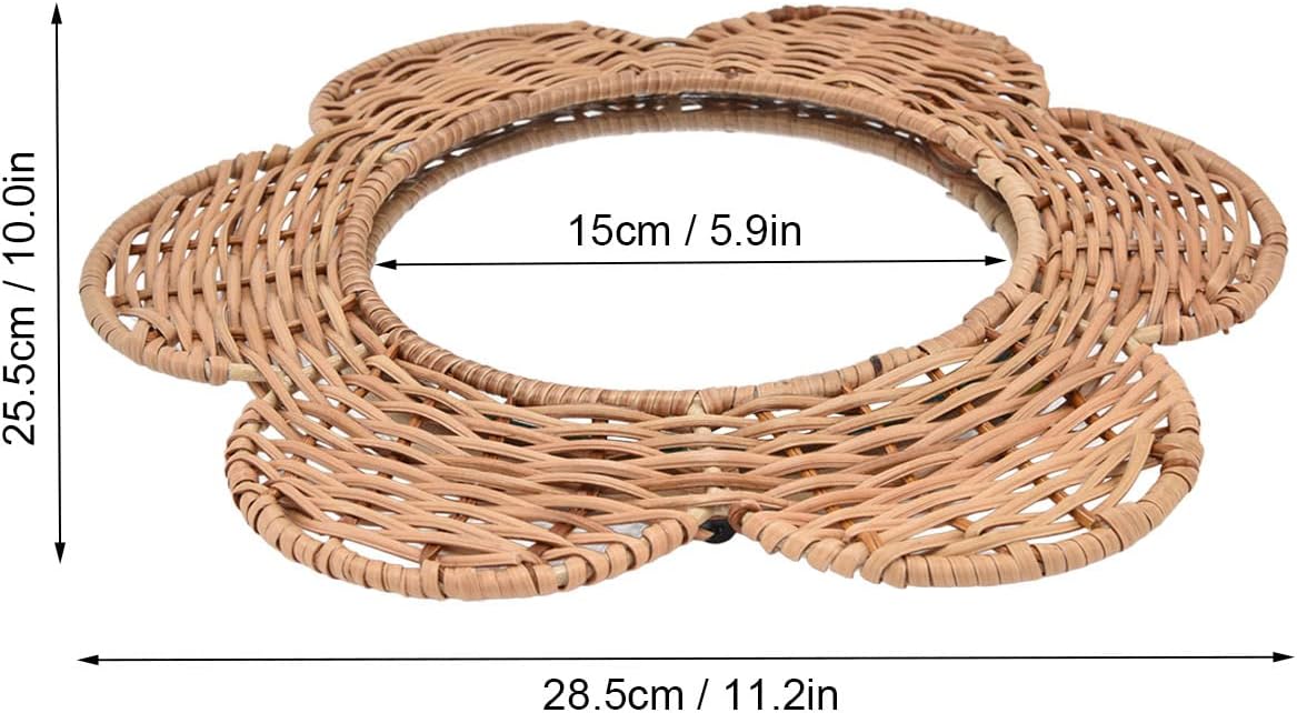 YLSZHY Espejo de pared con forma de flor redonda, espejo de pared de ratán, espejo decorativo bohemio decorativo para decoración del hogar, para