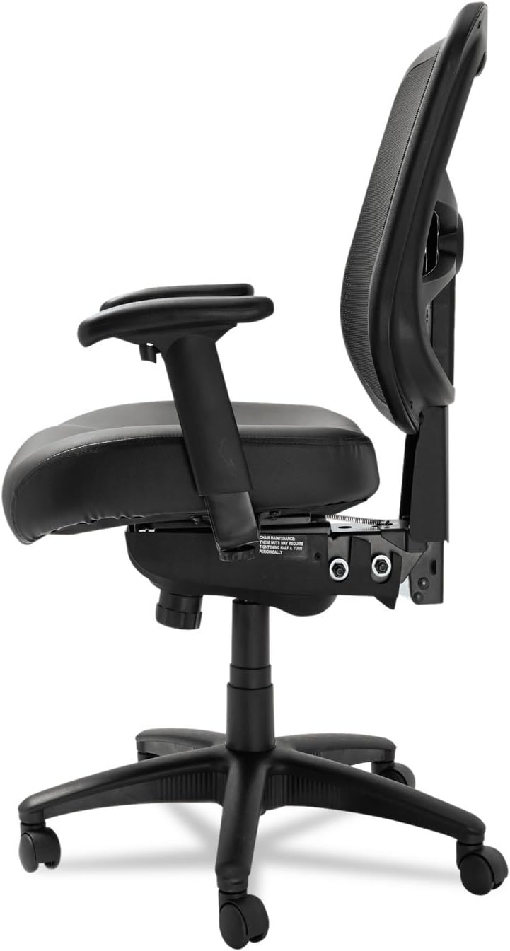Alera Elusion Series Malla mid-back Multifunction silla, piel negro
