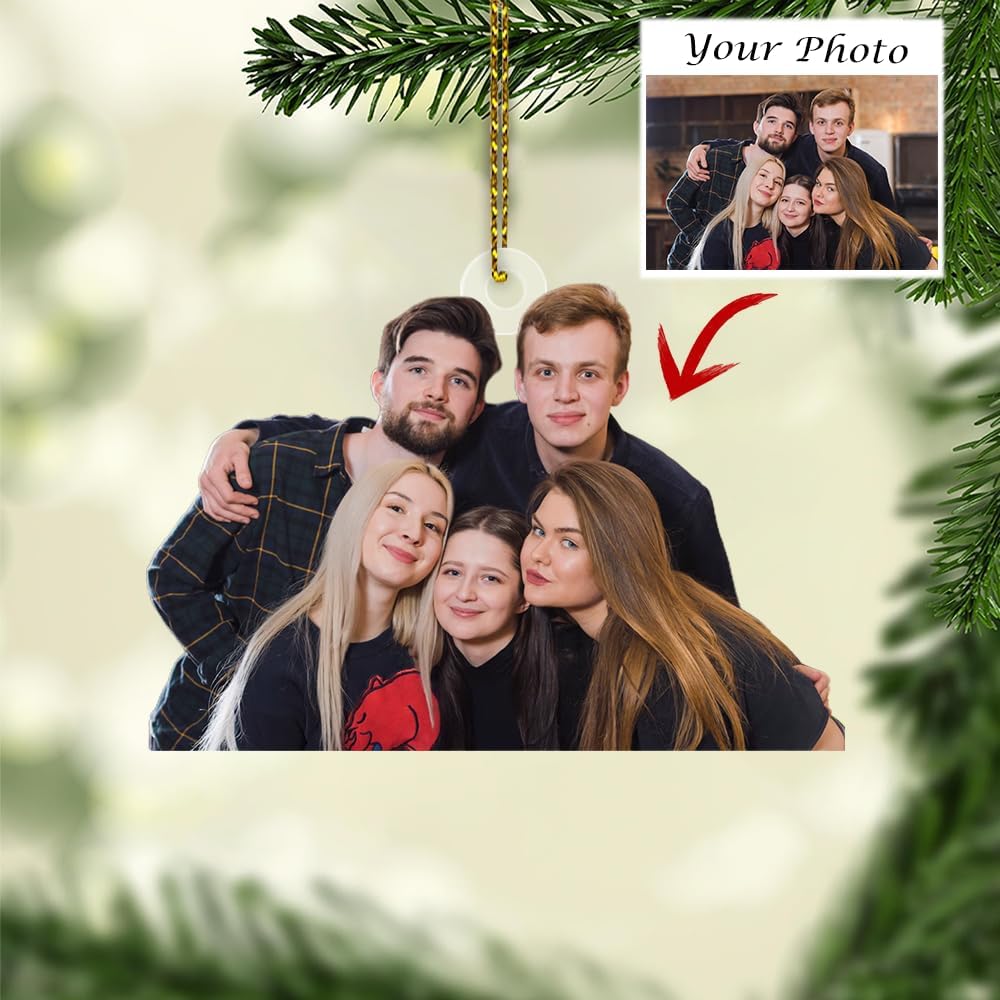 Adorno de Navidad con foto personalizada para árbol, regalos de Navidad personalizados en 2D para familiares y amigos, adorno de imagen