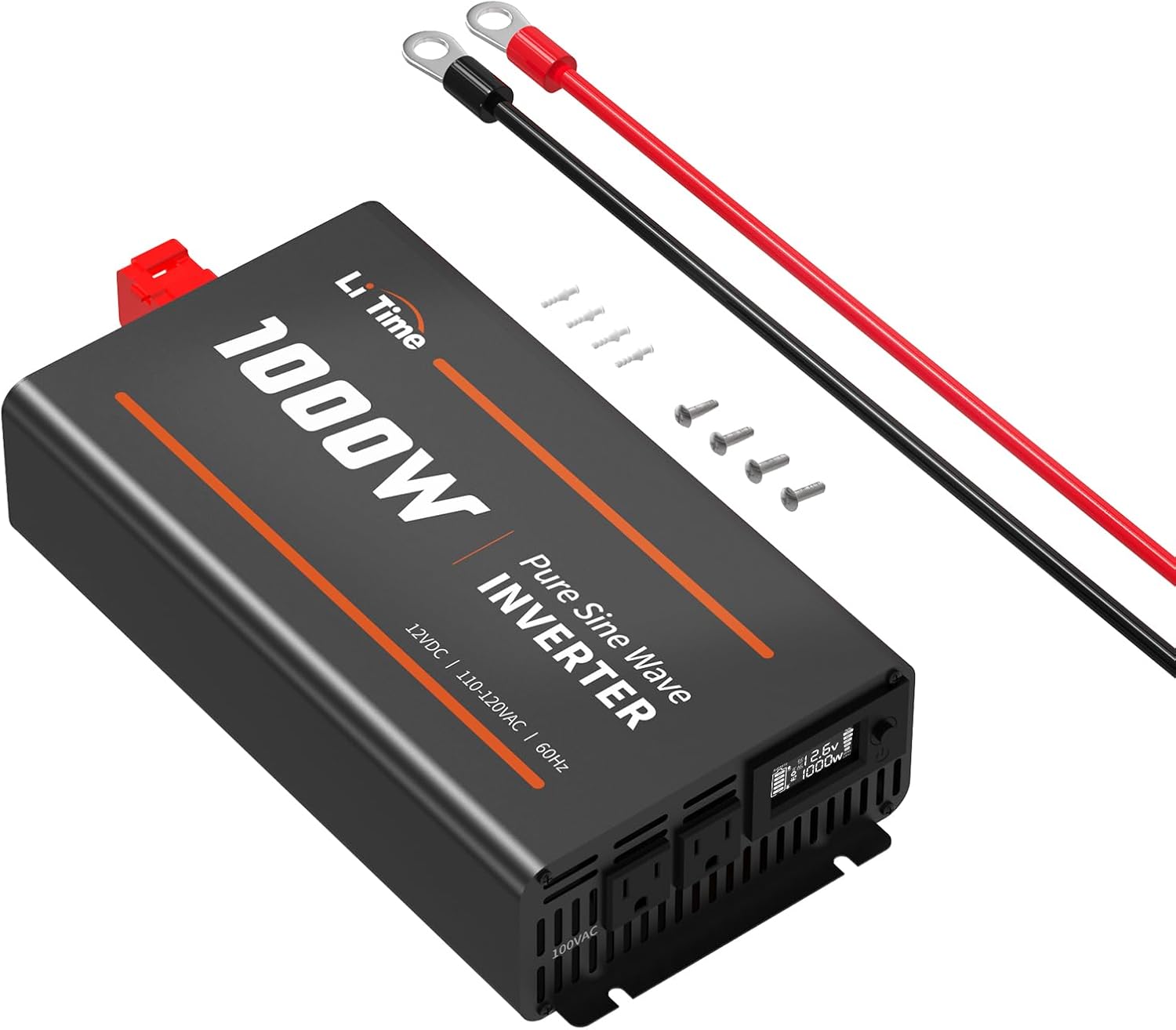 LiTime Inversor de 1000 W, 12 V CC a 120 V CA, convertidor de onda sinusoidal pura para RV, hogar, camión, campamento, inversor de energía solar