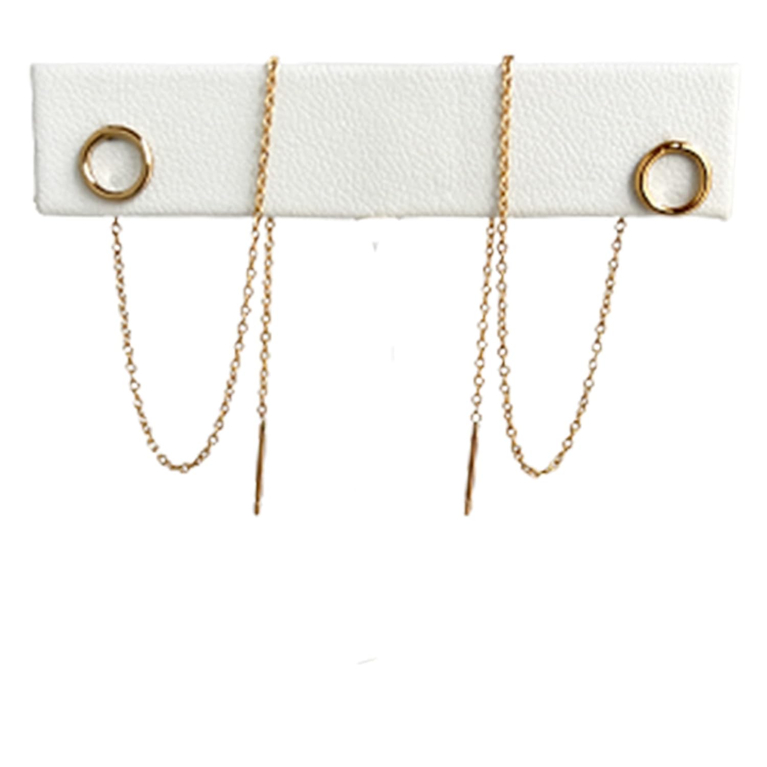 Double Piercing Earrings – Two Hole Earrings for Women – Silver, Gold and Rose Gold – Pull Through Chain Link Earrings (14k Gold Filled)