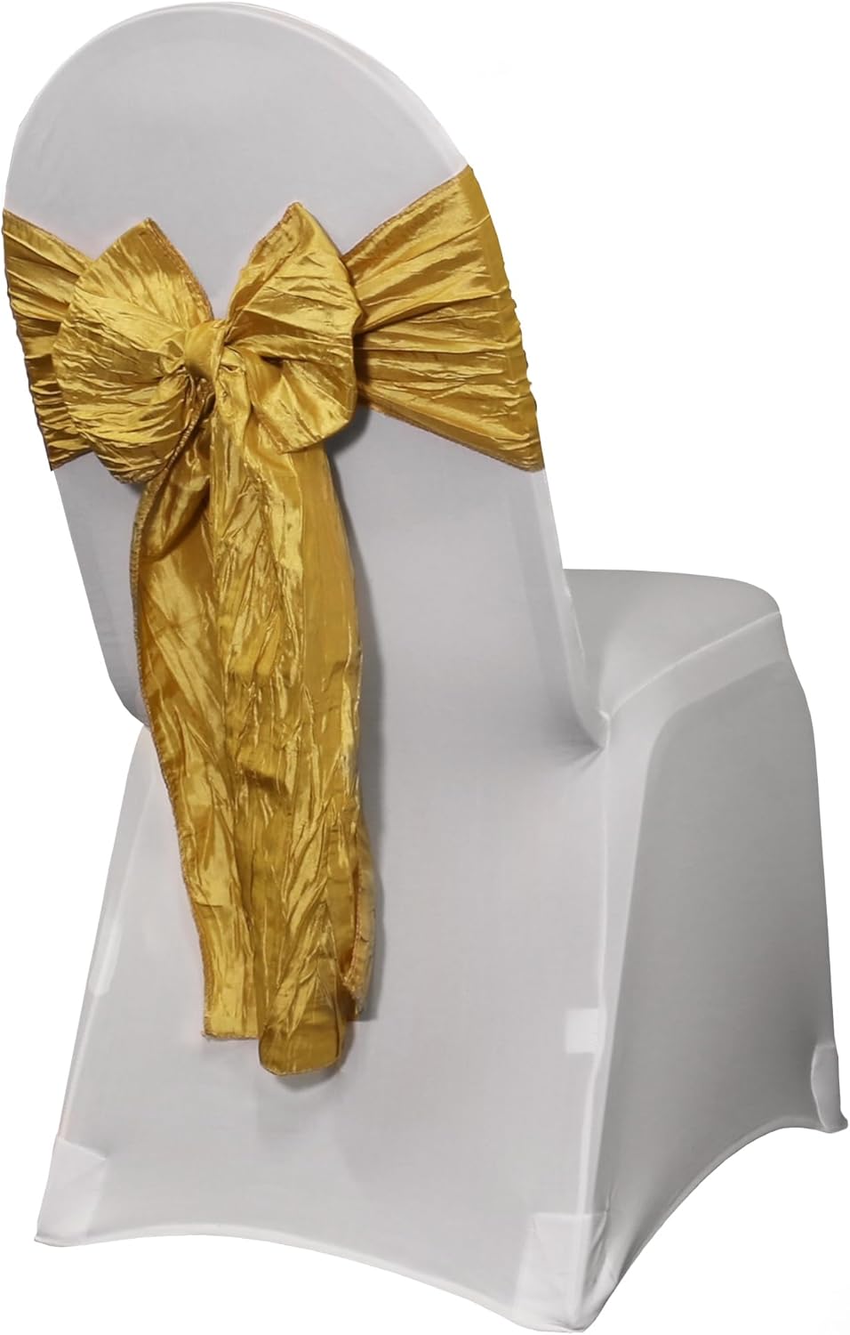 YOUR CHAIR COVERS – Bandas de silla de tafetán arrugadas doradas (paquete de 10), bandas para sillas para bodas, eventos, hoteles y servicios de
