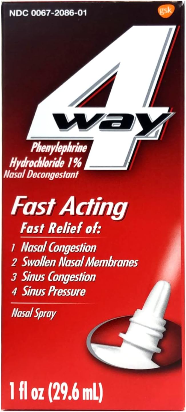 Spray nasal de acción rápida de 4 vías, 1 oz, paquete de 2